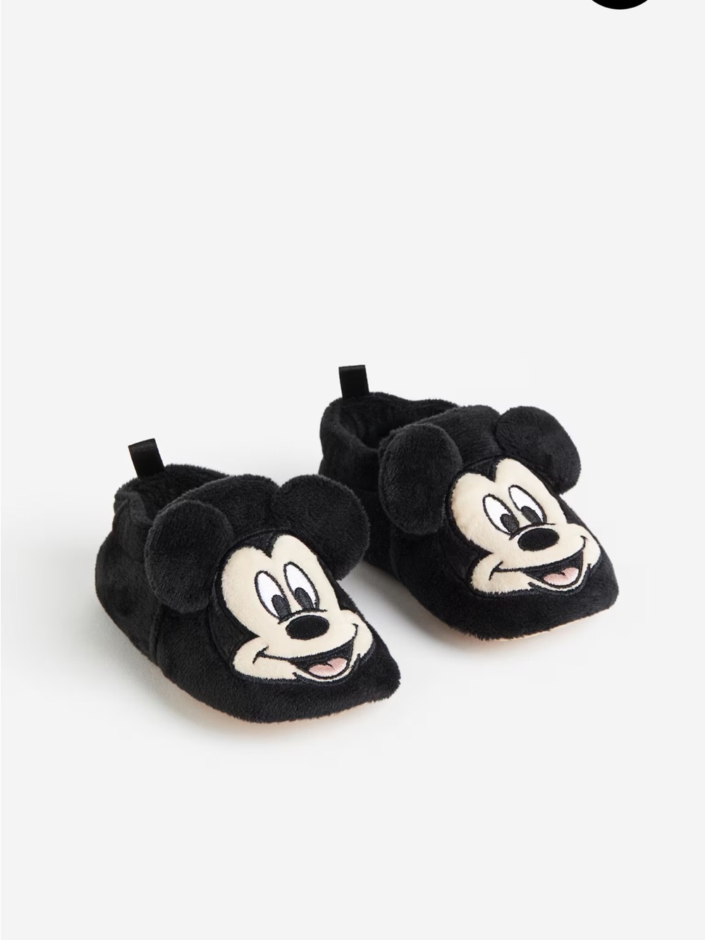 H&M Black Mickey Mouse Plush Slip-Ons for Kids
